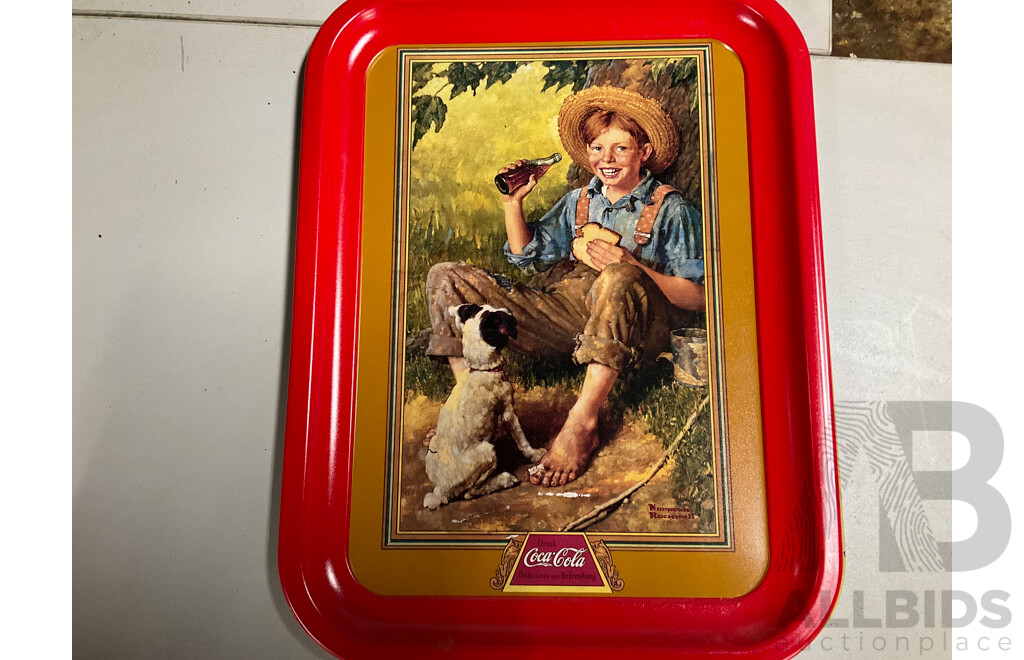 Sixteen Coca Cola Steel and Plastic Serving Trays Including Polar Bears and Classic Advertising