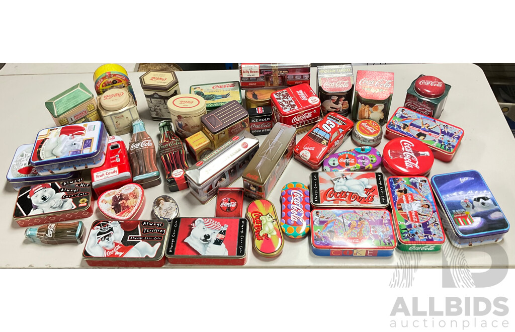 Selection of Coca Cola Steel Tins Including Early 1990 Examples