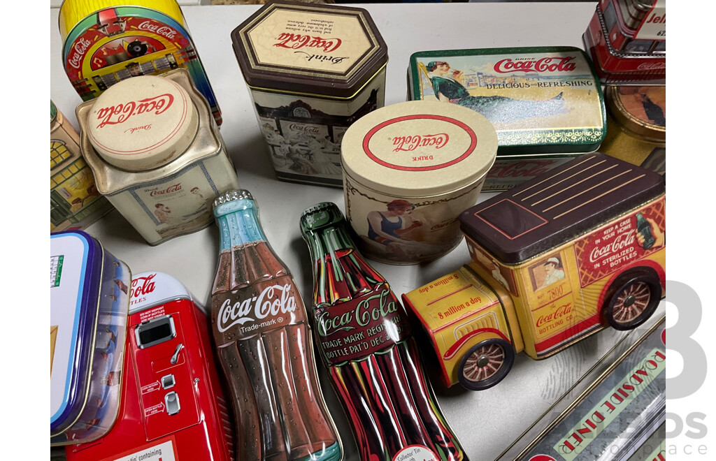 Selection of Coca Cola Steel Tins Including Early 1990 Examples