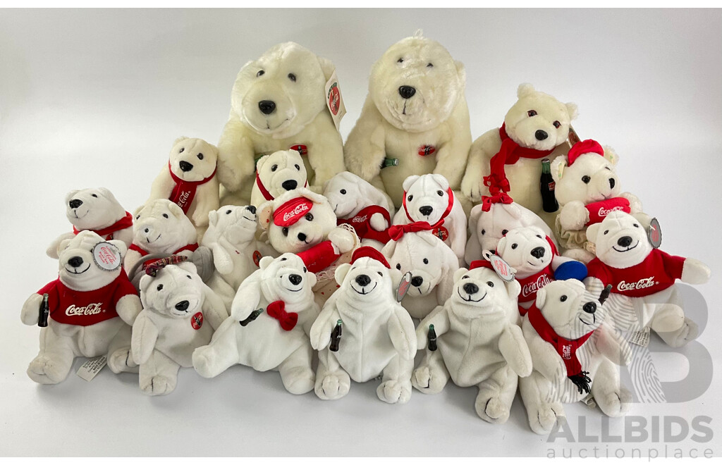 Assortment of Coca Cola Plush Polar Bears