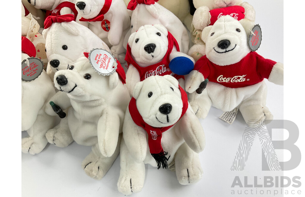 Assortment of Coca Cola Plush Polar Bears