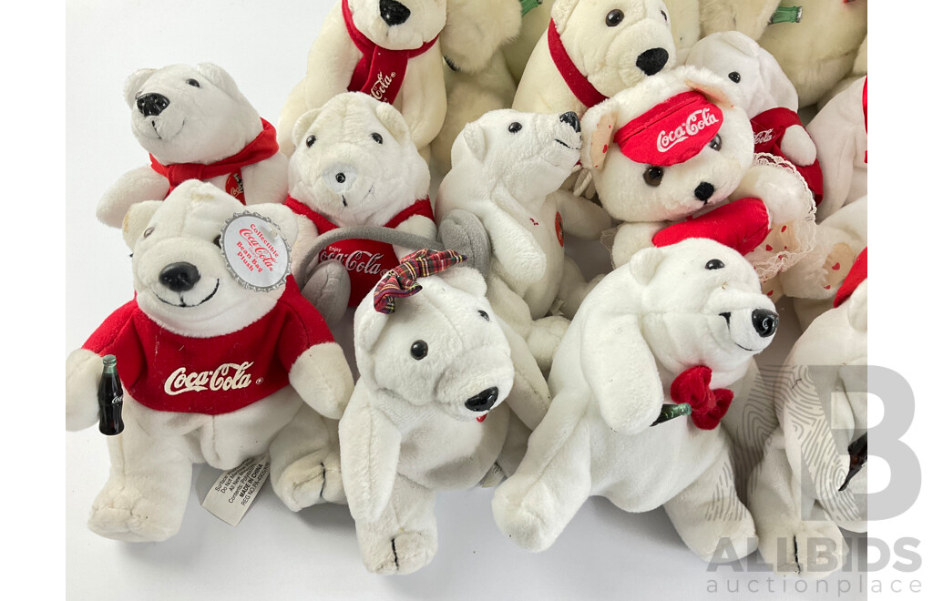 Assortment of Coca Cola Plush Polar Bears