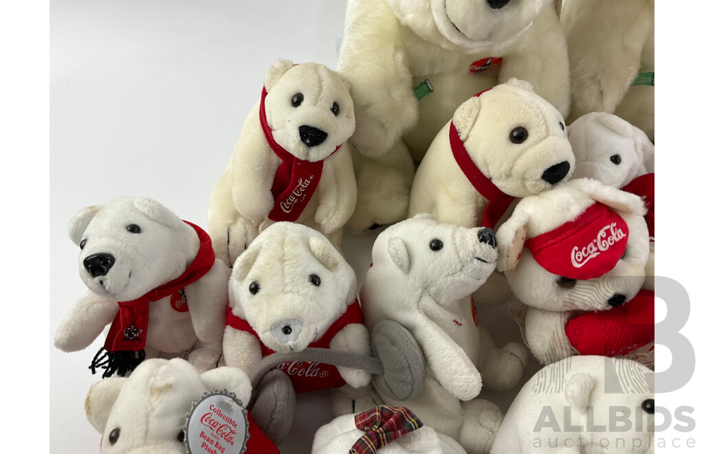 Assortment of Coca Cola Plush Polar Bears