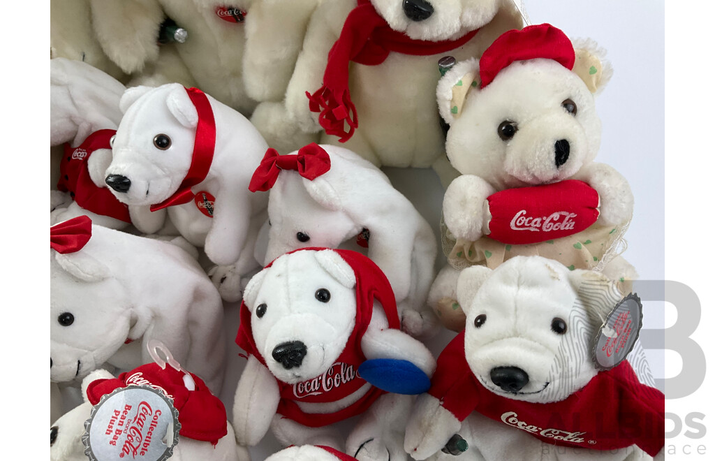 Assortment of Coca Cola Plush Polar Bears