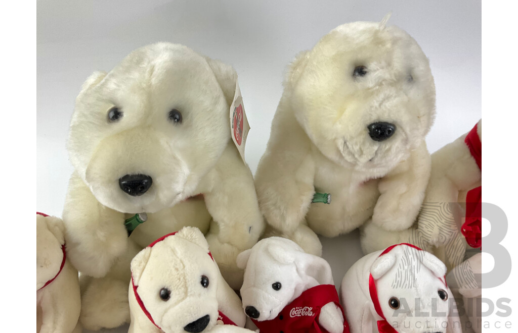 Assortment of Coca Cola Plush Polar Bears