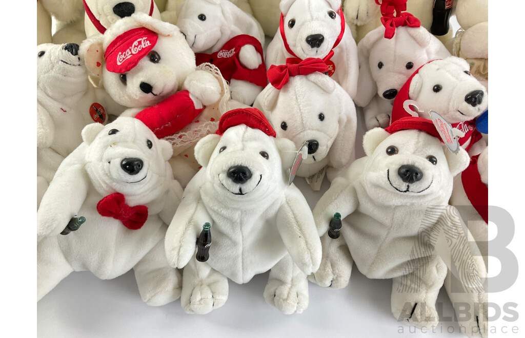 Assortment of Coca Cola Plush Polar Bears