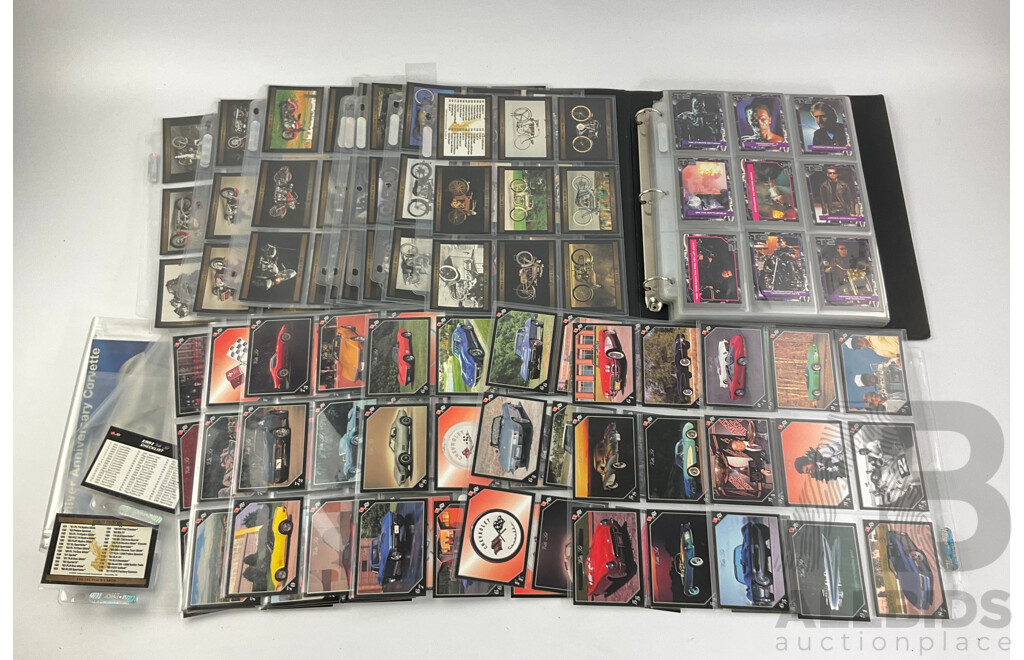 Collection of 1990's Collector Cards Including Terminator 2, Alien Vs Predator Universe, Corvette Vette Set Cards, Harley Davidson Collector Cards - Approximately 420 Cards Total