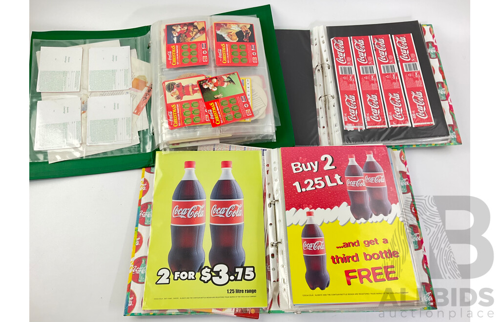 Three Albums of Coca Cola Coasters, Retail Promotional Material, Bottle Labels and More