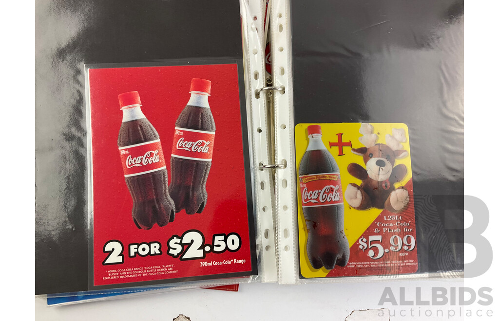 Three Albums of Coca Cola Coasters, Retail Promotional Material, Bottle Labels and More