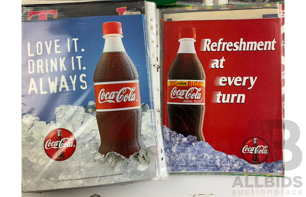 Three Albums of Coca Cola Coasters, Retail Promotional Material, Bottle Labels and More