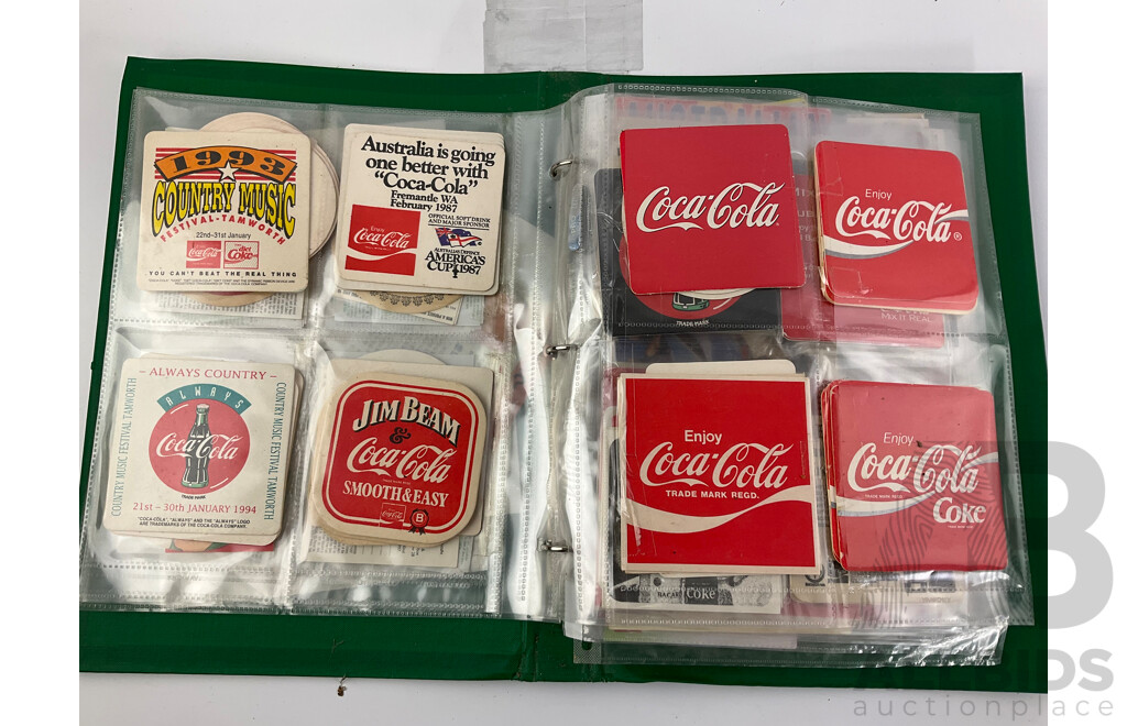 Three Albums of Coca Cola Coasters, Retail Promotional Material, Bottle Labels and More