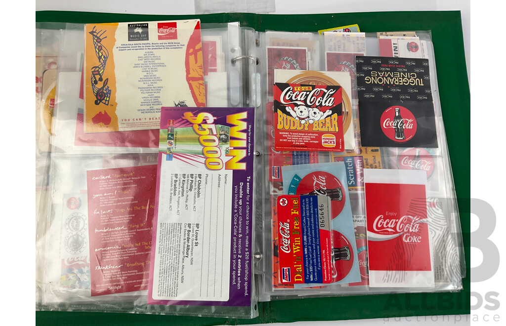 Three Albums of Coca Cola Coasters, Retail Promotional Material, Bottle Labels and More