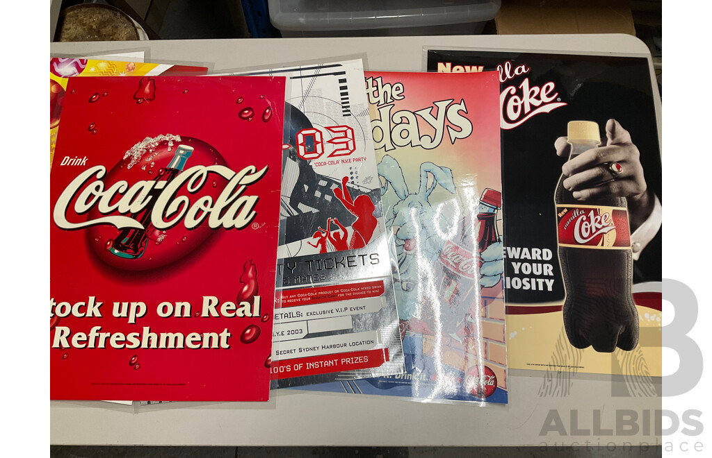 Assortment of Coca Cola Promotion/Advertisement Posters Including Coca Cola Racing, Easter, Christmas, 2009 Jimmy Barnes Tour and More