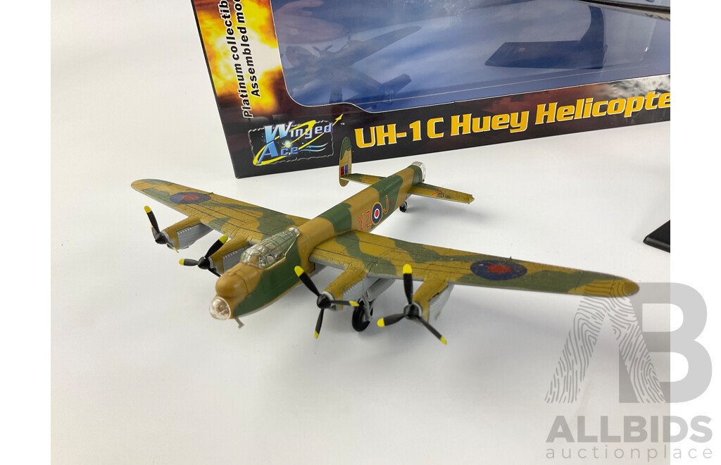 Diecast and Plastic Aircraft Including 1945 Douglas Dakota, Avro Lancaster BMKI and UH-1C Huey Helicopter