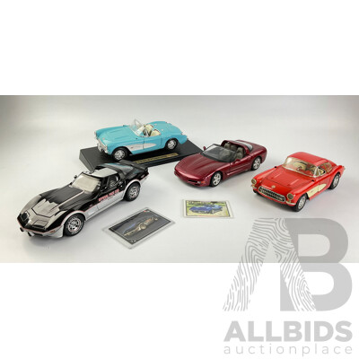 Collection of Diecast Corvettes, Including Battery Operated Steel Tec, 1950's to 1990's