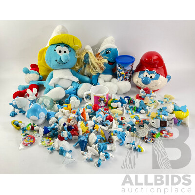 Collection of Smurf Plush Toys, Display Figures, Cups and Cookie Jar