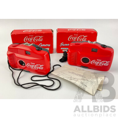 Two Coca Cola Summer Fun 35mm Film Cameras with Original Boxes