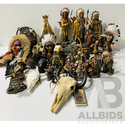 Very Large Collection of Composite Native American Souvenir Ware Statues