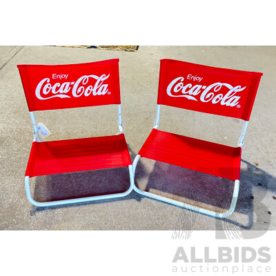 Pair of Modern Coca-Cola Folding Beach Chairs