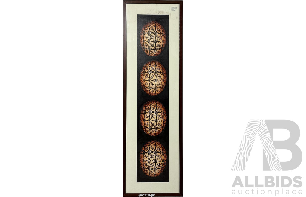 Artist Unknown, Triptych of Ornate Globes, Screenprint, 120 x 38 cm Alongside 2 X 120 x 37 cm (frames)