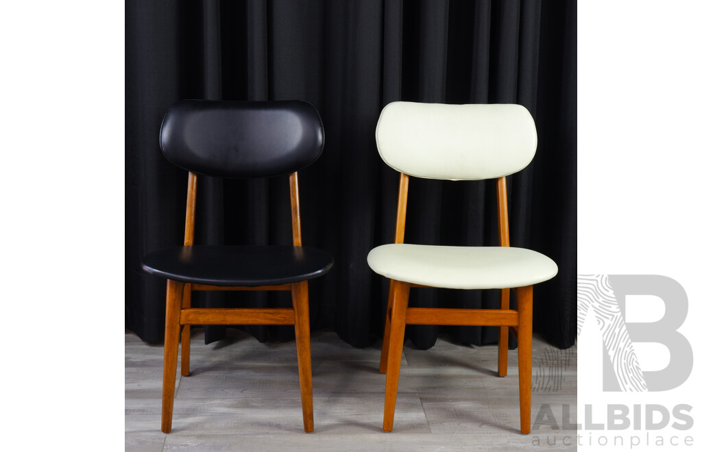 Pair of Timber Dining Chairs with Leather Upholstery