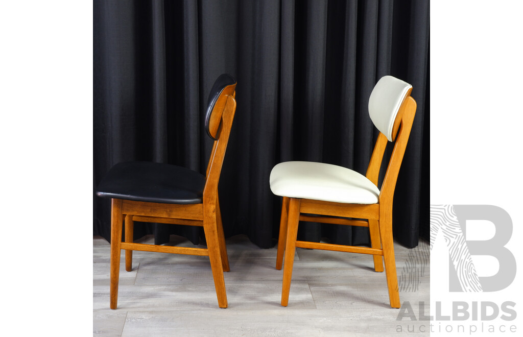 Pair of Timber Dining Chairs with Leather Upholstery