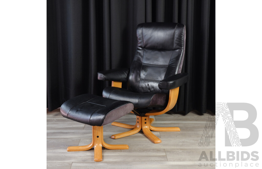 Leather Reclining Lounge Chair and Footstool by IMG