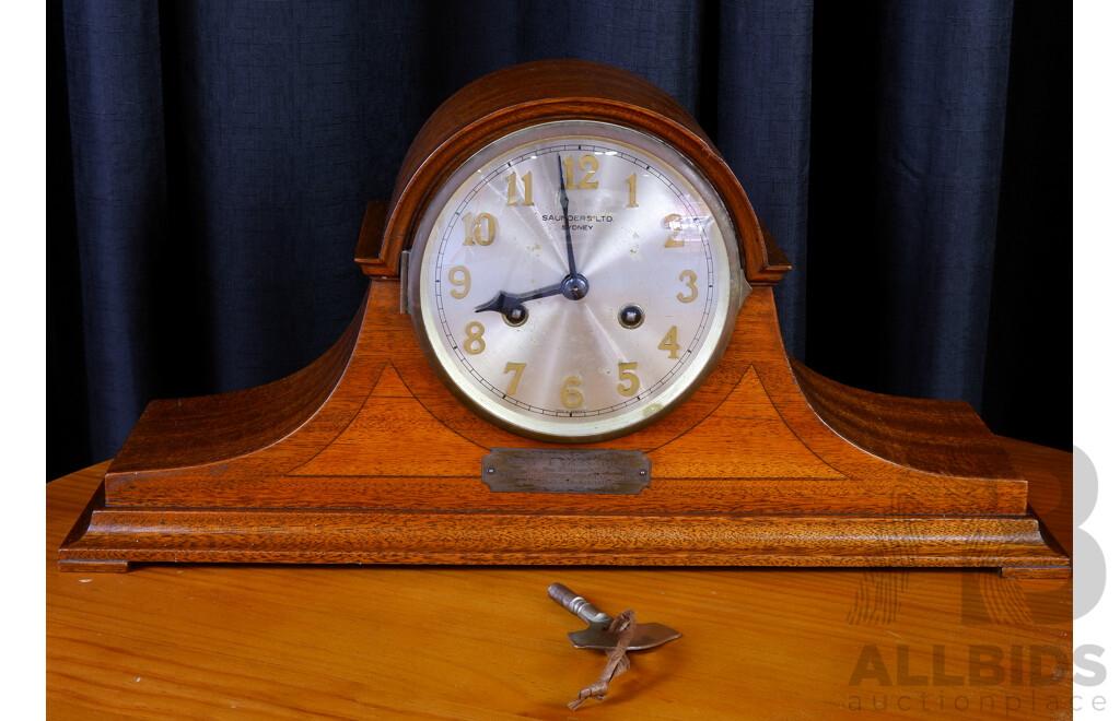 Timber Art Deco Mantle Clock