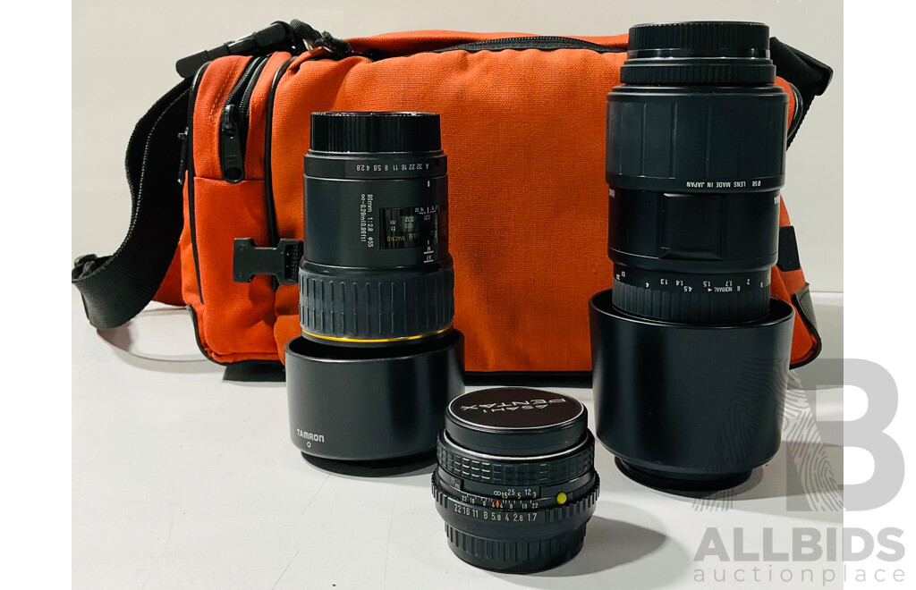 Collection of Camera Lenses and Transport Case