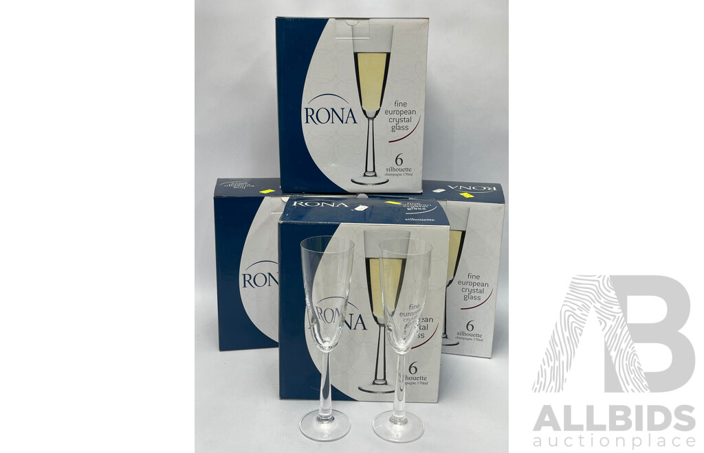 Rona Silhouette Champagne Glasses - Lot of 24 - Brand New