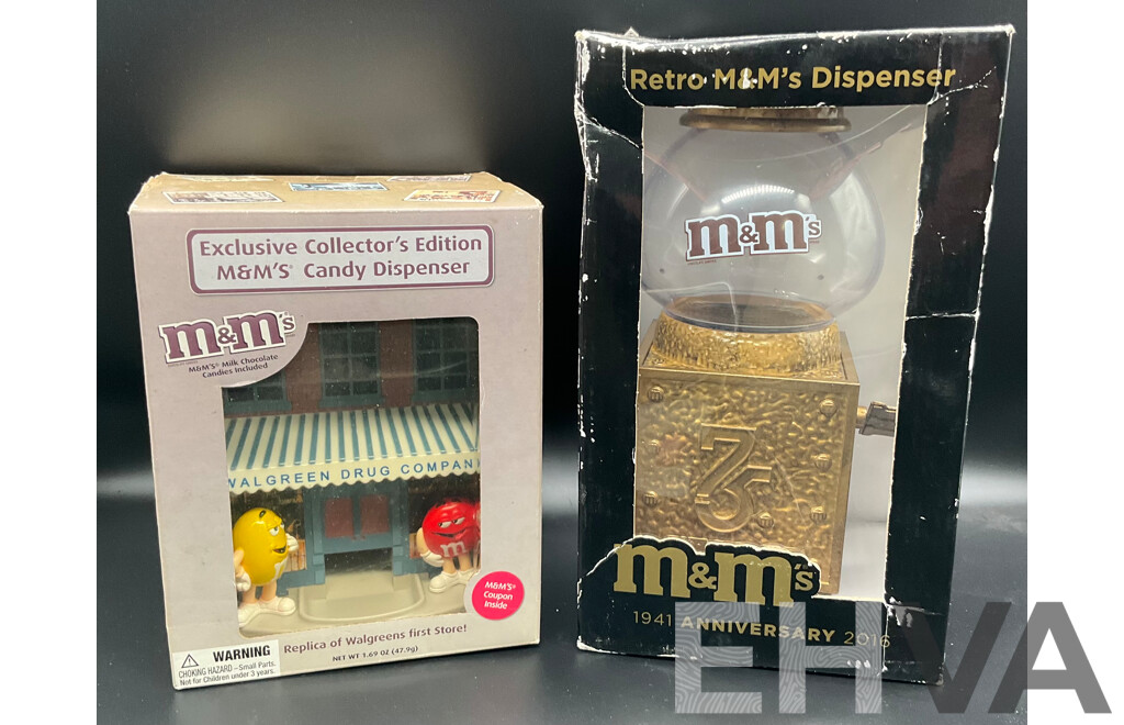 Retro 2016 75th Anniversary M&M's Dispenser Limited Edition & M&M's Collector's Edition 'Walgreen's Drug Company' Dispenser
