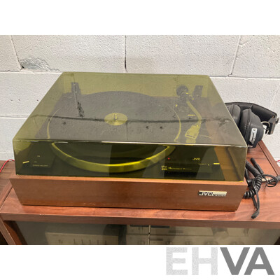 Vintage Audio Sound System Including JVC Stereo Turntable, 2 xPair of Sonics Speakers, JVC Control System and More
