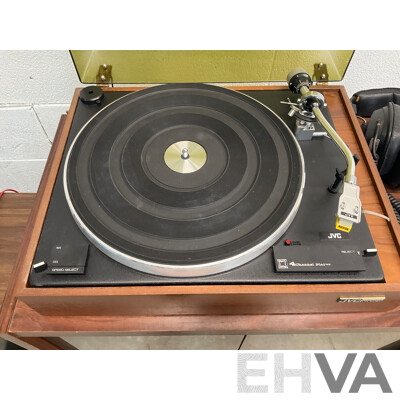 Vintage Audio Sound System Including JVC Stereo Turntable, 2 xPair of Sonics Speakers, JVC Control System and More