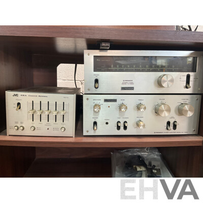 Vintage Audio Sound System Including JVC Stereo Turntable, 2 xPair of Sonics Speakers, JVC Control System and More