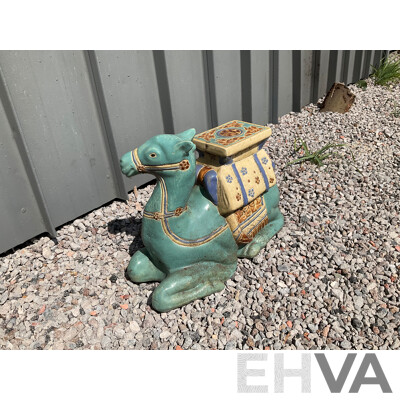 Vintage Garden Ceramic Elephant and Camel Plant Stand - Lot of 4