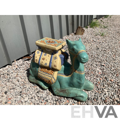 Vintage Garden Ceramic Elephant and Camel Plant Stand - Lot of 4