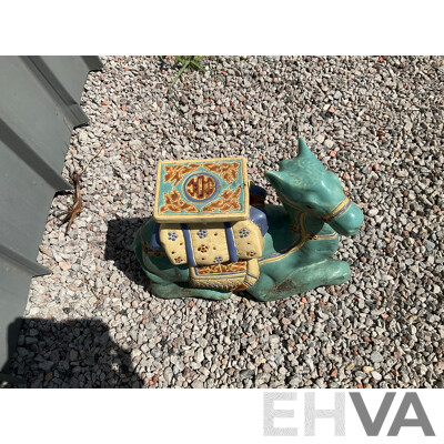 Vintage Garden Ceramic Elephant and Camel Plant Stand - Lot of 4