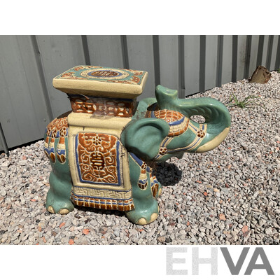 Vintage Garden Ceramic Elephant and Camel Plant Stand - Lot of 4