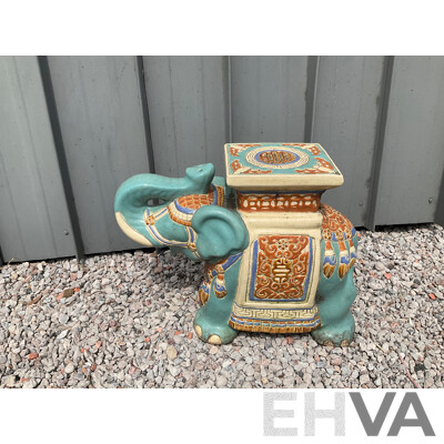 Vintage Garden Ceramic Elephant and Camel Plant Stand - Lot of 4