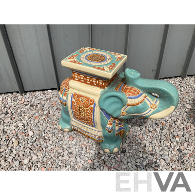 Vintage Garden Ceramic Elephant and Camel Plant Stand - Lot of 4