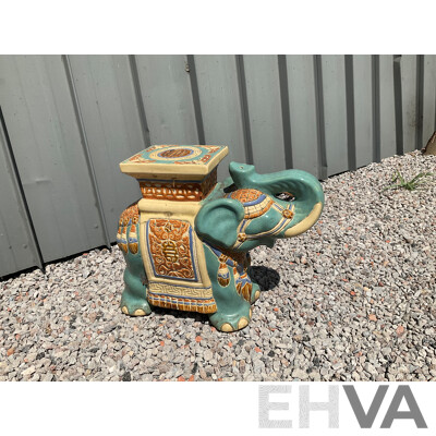 Vintage Garden Ceramic Elephant and Camel Plant Stand - Lot of 4