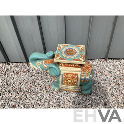 Vintage Garden Ceramic Elephant and Camel Plant Stand - Lot of 4