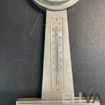 Vintage Wall Clock with 4 Barometer & 1 Thermometer