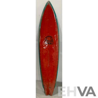 SURFBOARD EARLY 1970S SURF BOARD MCCOY SINGLE FIN SWALLOW TAIL NO FIN 7' X 19” X 2