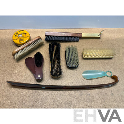 Vintage Wooden Shoe Shine Accessories, Hats and Walking Sticks