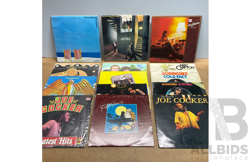 Collection of 14 Vintage Vinyl LP Records - Including Rodriguez, Little River Band, Eric Clapton and Much More