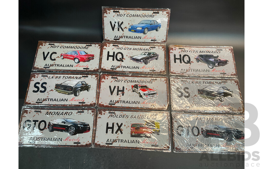 Collection of Reproduction Australian Muscle Car Number Plates - Lot of 10