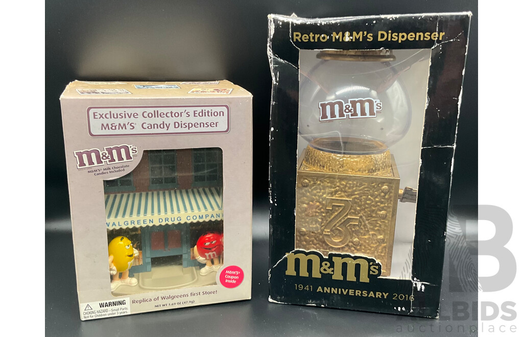 Retro 2016 75th Anniversary M&M's Dispenser Limited Edition & M&M's Collector's Edition 'Walgreen's Drug Company' Dispenser