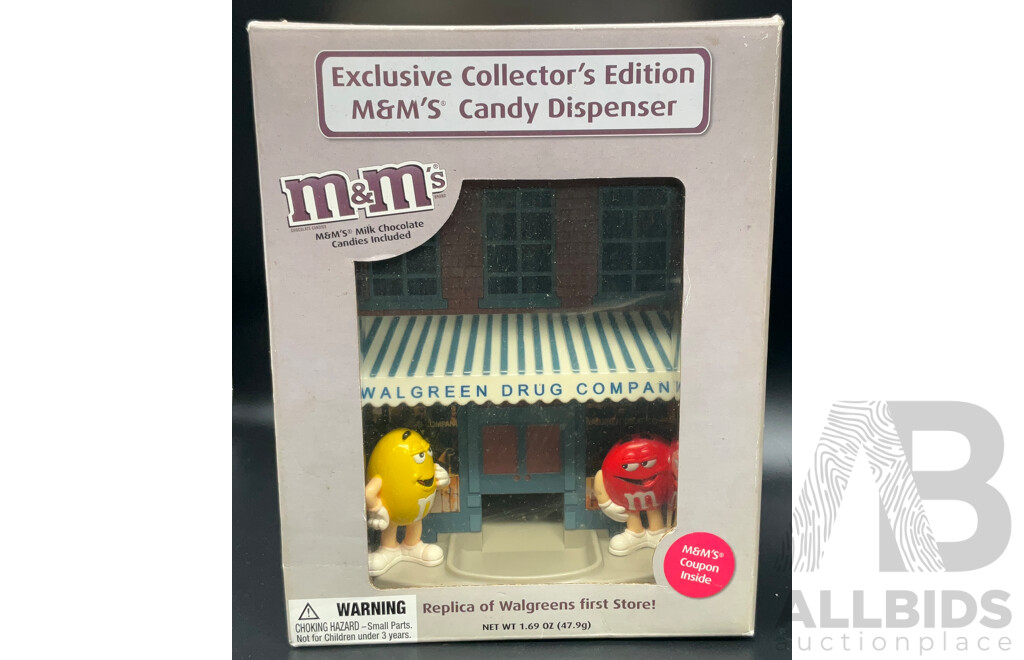 Retro 2016 75th Anniversary M&M's Dispenser Limited Edition & M&M's Collector's Edition 'Walgreen's Drug Company' Dispenser