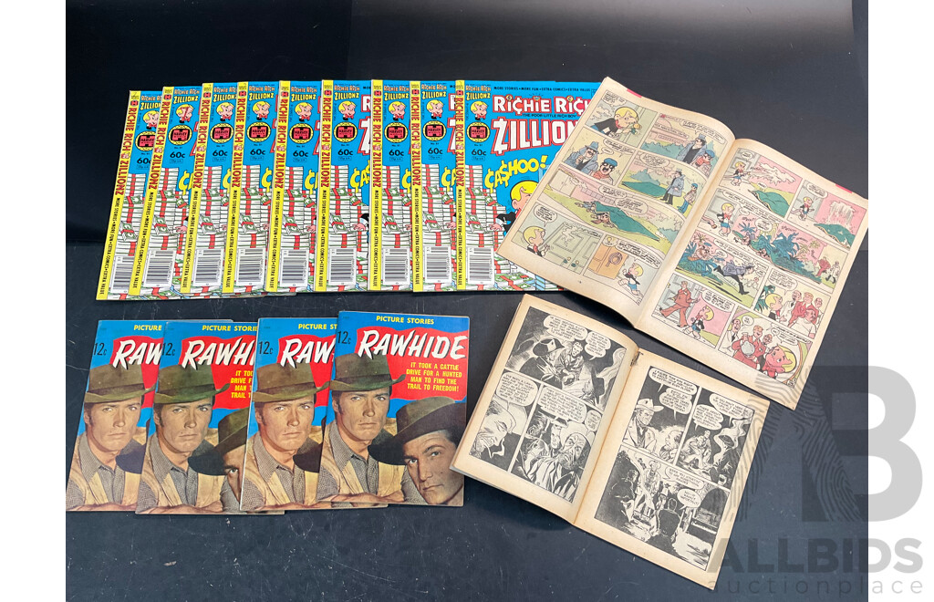 Richie Rich Zillionz #31 Harvey Comics 1982 High Grade File Copy - Lot of 10 and Rawhide Picture Stories - Lot of 5 - Lot of 15